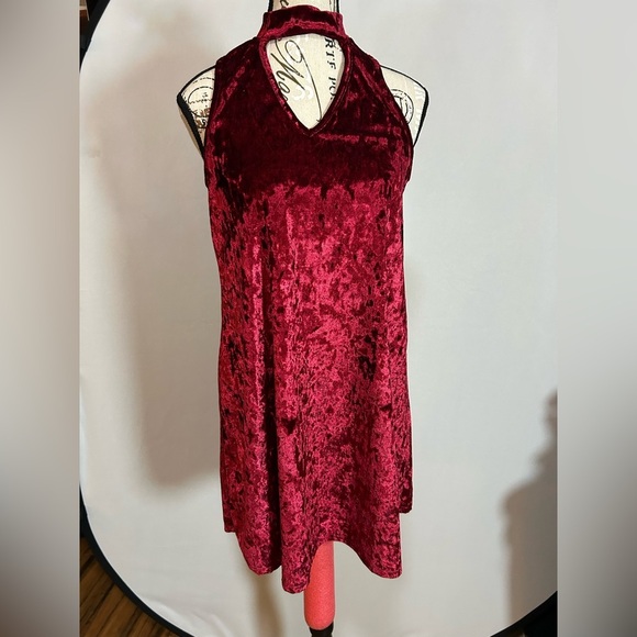 Altar’d State Velvet Red Sleeveless Dress - Picture 1 of 6